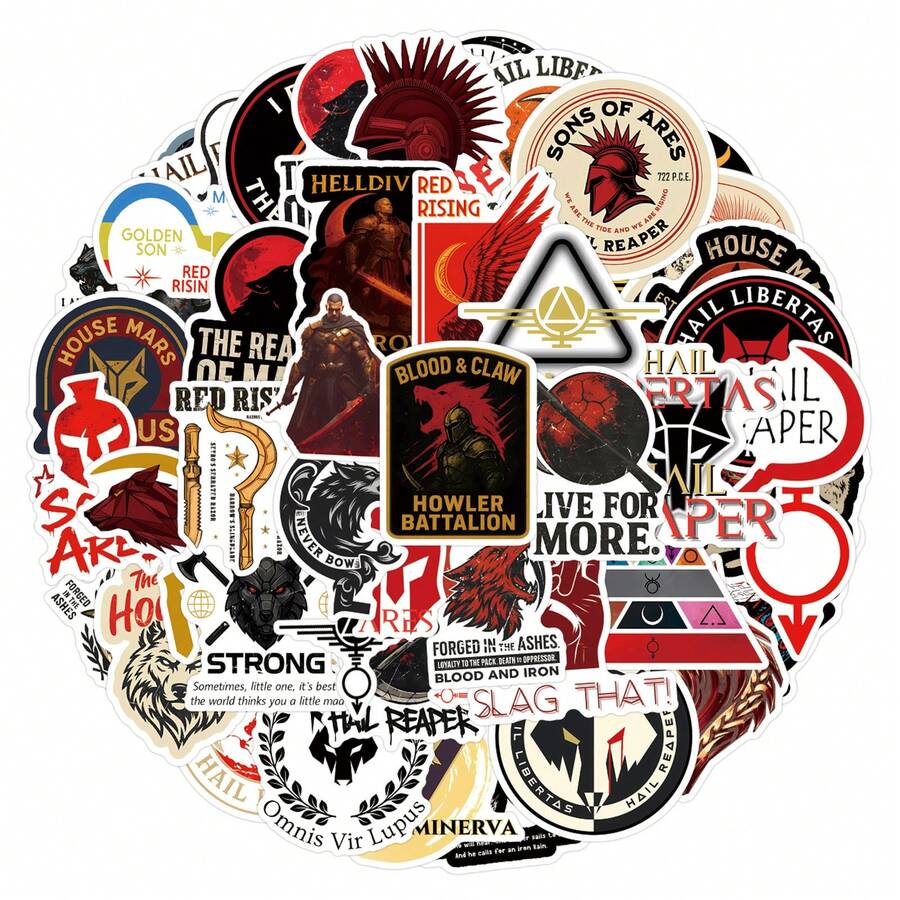 100Pcs Red Rising Stickers Scrapbook Aesthetic Stickers Funny Red Rising Series Fantasy Book Stickers Reading Love Stickers Dirt Bike Stickers Vinyl Waterproof Stickers For Water Bottle,Computer,Laptop,Phone,Luggage,Notebook,Fridge