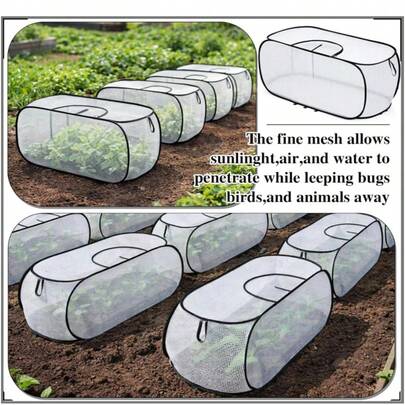 1 Pack White Garden Plant Protection Cover, With 8 Ground Stakes, Thicker PE Garden Row Cover, Accelerator Plant, Greenhouse Protection Cover, With Zipper For Raised Bed Planting, Fruits And Vegetables (39 X 18 X 16 Inches)