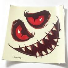1pc Halloween Green Glow-In-The-Dark Evil Smile Wall Sticker, Suitable For Home Living Room Bedroom Kitchen And Other Wall Decor - Fun Home Wall Decor Sticker, Easy To Apply And Removable - Multicolor - View 7