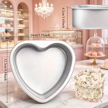 2/3pcs 3/4/5/6/8/10 Inch Heart-Shaped Aluminum Cake Molds, Anodized, Suitable For Chiffon Cake, Pudding, Ideal For Valentine's Day Baking, Fixed Bottom, Party Use, Kitchen Baking Tools - Silver - View 4