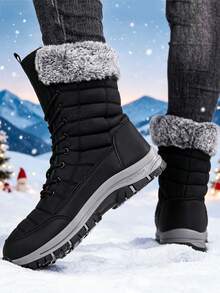 Botas de Caminhada de Inverno Masculinas Pretas, Estilo Atemporal Novo, Marca, Sapatos Masculinos Plus Size, Botas de Caminhada ao Ar Livre, Botas Esportivas de Caminhada, Botas de Primavera, Botas de Outono, Botas de Inverno, Botas Multiterreno, Botas de Caça, Botas de Camping, Botas Masculinas com Forro de Pele Longa para Manter o Calor, Botas de Esportes na Neve, Presente de Natal, Botas de Plataforma Antiderrapantes, Duráveis, Resistentes ao Frio, Sapatos Esportivos de Inverno de Alta Qualidade, Botas de Tornozelo Masculinas/Femininas de Outono/Inverno, Sapatos Esportivos ao Ar Livre, Tamanho 36-48 - Preto - Visão 7