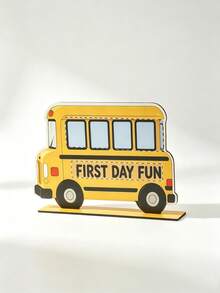 1pc Back To School Season School Bus Theme Desktop Stand Up Cartoon Bright Color Printed Desktop Ornament Suitable For Classroom Learning Area, Back To School Party, Desktop Display Decoration Gifts - C - View 6