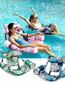 1pc Leaf Design Floating Lounge Chair - Adult Inflatable Pool Chair, Portable Summer Beach Float, Suitable For Beach, Lake And Pool Party Pool Inflatable Float And Pool Raft Pool Supplies Pool Accessories - Multicolor - View 2