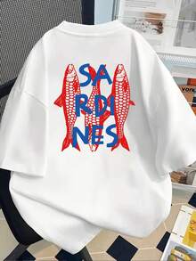 [Double-Sided Print] Ed Short-Sleeve T-Shirt - Sardines, SARDINES - A Fashionable Spring And Summer Printed T-Shirt, Your Best Choice! - White - View 6