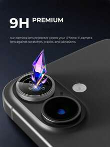 3 piezas Protector de pantalla de lente de cámara de manzana, compatible con 17/17 Pro Max/17 Pro/16 Pro Max/16/16 Pro/16 Plus/15/14/13/12/11 | Protector de pantalla de lente original | Dureza 9H, resistente a los arañazos, compatible con fundas de teléfono (transparente) - transparente - Ver 5