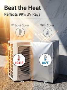 1 Set S-XXL Multi-Size Anti-Aging Polyester Waterproof Fabric Air Conditioner Outdoor Unit Cover, Outdoor Courtyard All-Season Use, Minimalist Practical Style, Silver Square Shape, Elastic Hem Design, Rainproof Dustproof Sunproof Air Conditioner Outdoor Unit Protective Cover - Full Coverage - View 3
