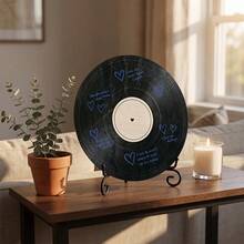 1pc Record Plaque, Blank Acrylic Vinyl Record Shape, DIY Signature Guest Sign Board With Metal Stand For Wedding, Party, Tabletop Party Decor - DIY Record Figurines - View 8