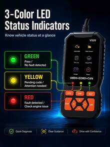 أداة تشخيص OBD2، قارئ رموز أعطال المحرك مع وظيفة إعادة الضبط، يدعم الوضع 6 والوضع 8 واختبار الجاهزية I/M، يتحقق تلقائيًا من ضوء أعطال المحرك، متوافق مع جميع مركبات OBDII المصنعة بعد عام 1996 - متعدد الألوان - مشاهدة 6
