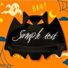 10pcs/Set New Halloween Themed Party Paper Plates, Bat Design Disposable Tableware, Holiday Party Decoration Supplies - B - View 4