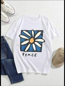 ChristmasMen's White Tee - Comfortable And Airy Daily Shirt Featuring A Blue Daisy Peace Design, Suitable Both Casual And Formal Wear,Hot Item - Black - View 8