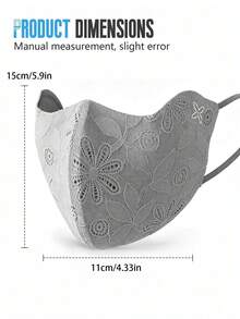 Floral Hollow Lace Sun Protection Face Mask, Adjustable Ear Loops, Lightweight Breathable UV Protection, For Women's Daily Use - Multicolor - View 5