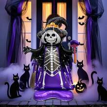 1/2 pièces Ballons en feuille d'aluminium de sorcière squelette debout pour Halloween, ballons de sorcière, convient pour la décoration d'Halloween, la maison hantée, les bonbons ou un sort, la décoration d'ambiance d'horreur, la décoration intérieure et extérieure - Multicolore - Voir 5
