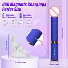 Thrusting Dildo Vibrator Sex Machine - Realistic Dildo For G Spot Clitoral Anal Stimulation With 10 Thrusting & 10 Vibrating Modes, Removable Suction Cup Adult Sex Toys For Women Men Couple - Blue - View 4