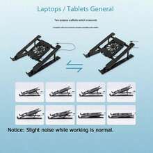 New Adjustable Laptop Cooling Stand, Tablet & Laptop Cooling Rack, Height Adjustable, Foldable Design, Strong Airflow, Low Noise, Suitable For Home Or Office, Portable Display Stand - Black - View 9