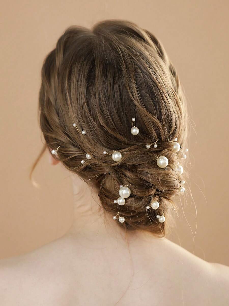 18pcs Multi Combination Faux Pearl Soft Hairpin, Suitable For Simple Headwear For Weddings, Daily Life, Parties, And Festivals - Gold - View 1