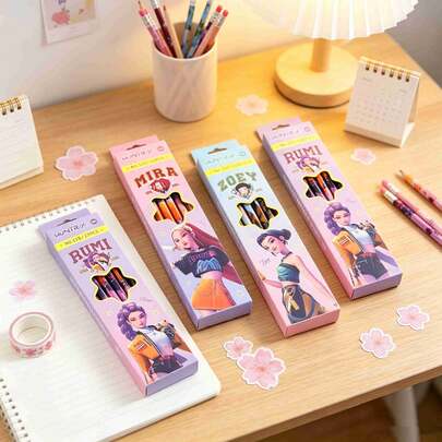 1set The Cool Girls' Theme Pencil Set Is Universal For Practicing Calligraphy And Filling In Answer Cards. The Girls' Birthday Gift Looks Outstanding. (Stochastic Style)