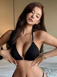 DAZY Black Cross Straps Front-Close Wireless Unlined Non-Padded Bra, Ideal For Those Seeking Lightweight, Comfy Bust Support, Fits Cup Sizes A To C - Black - View 5