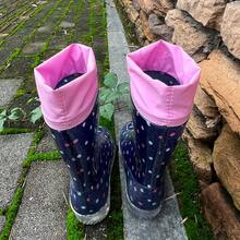 HSYAAMOO Kids Rain Shoes, Girls Rain Boots, Polka Dot Glitter, Drawstring Cuff, Waterproof, Anti-Slip Soft Sole - Navy Blue - View 10