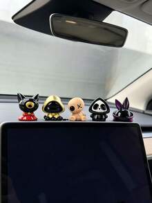 Dark Style Ghost Plush Black Cat Car Dashboard Ornament, Quirky Skeleton Rabbit Interior Decor, Cool Dark Aesthetic Combination Car Accessories, One-Eyed Black Cat Plush Doll Car Dashboard Ornament - Ghost Skeleton Cat - View 5
