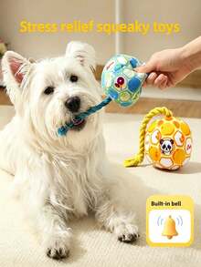Durable Squeaky Dog Toy - Interactive Self-Play Chew Ball, Relieves Boredom And Releases Energy; Soft Plush Material, Suitable For Small Dogs (E.G., Teddy, Bichon); Perfect Pet Gift For Halloween, Christmas, Easter, Father's Day - Multicolor - View 3
