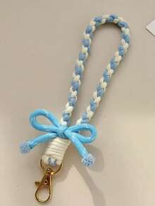 1pc Striped Bow Keychain Candy Color Phone Wrist Strap 2-In-1, Girly Pendant Accessory Wrist Short Rope Hand Strap Keychain Outdoor Travel Anti-Loss, Graduation Season Gift, Smartphone Wrist Strap, Strap, Short Wrist Strap Bag Hanging Chain Universal, Doll Plush Backpack Water Bottle Hanging Rope Anti-Loss Rope Beaded Hanging Rope Car Key Pendant - Multicolor - View 8