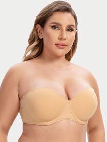 MELENECA Women's Strapless Bra For Large Bust Back Smoothing Plus Size With Underwire - Yellow - View 4