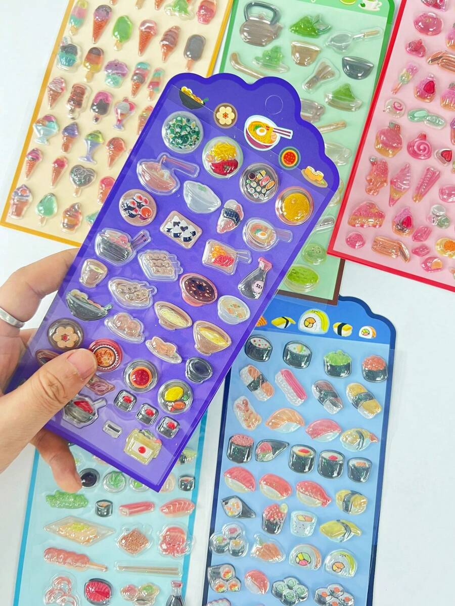 Cute 3D Stickers Featuring Fun, Raised-Relief Designs And A Japanese Anime Style; Durable Stickers Perfect For Decorating Phone Cases, Journals, And Pencil Boxes, Or For Use In Children's DIY Crafts. - Multicolor - View 1