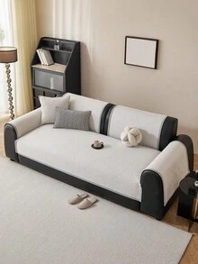 SANMOSPIN 1pc Solid Color Herringbone Sofa Cushion, All Season, Modern Minimalist Style, Black Edging, Non-Slip Bottom Fabric Sofa Seat Pad, Suitable For 1-4 Person Sofa, Living Room, Home Decor - Grey - View 4
