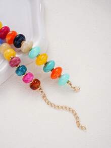2/1pc Acrylic Pmma Chunky Coloful Beaded Necklace Set For Women, Boho Summer Fashion Bead Necklace Suitable For Daily Wear Beach Holiday,Jewelry Gift - Multicolor - View 5