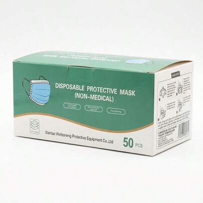 Disposable Face Masks 50 Pieces 3 Layer Protective Mask With Nasal Adjustment Daily Use With Elastic Protection Against Dust And Particles