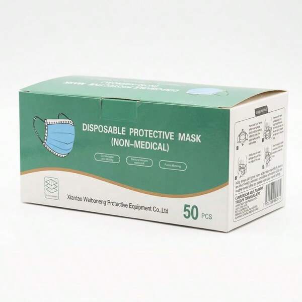 Cubrebocas Desechable 50 Piezas | Mascarilla de Protección 3 Capas con Ajuste Nasal | Uso Diario con Elástico | Protección Contra Polvo y Partículas
