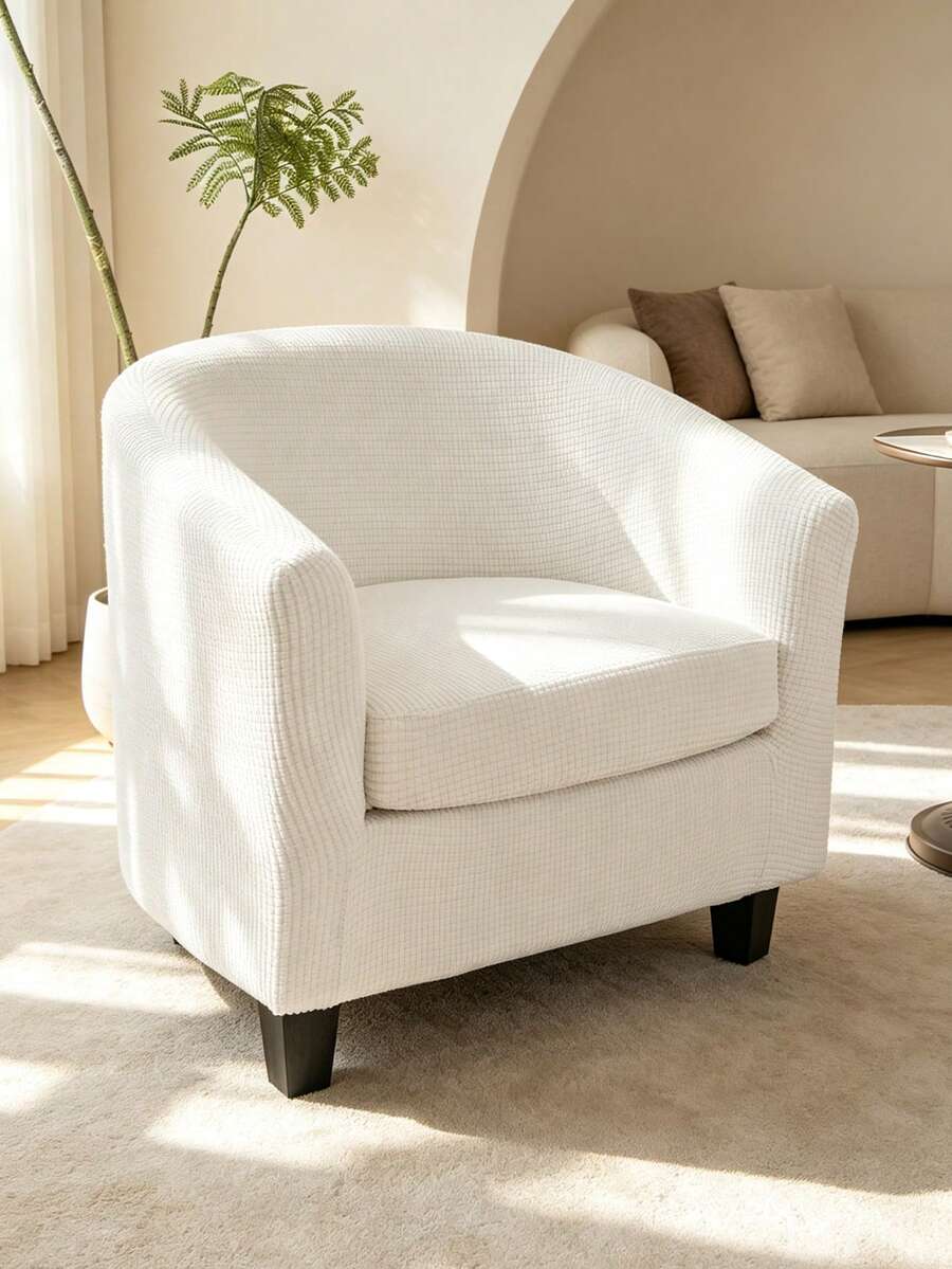 Pet-Friendly Barrel Chair Cover, Elastic Split Design Non-Slip Chair Cover With Removable Cushion, Wrinkle-Resistant Washable Furniture Protector
