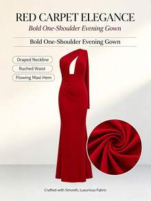 Elegant Red Mermaid Knit Long Formal Dress, Sleeveless Pleated High Slit Design, Suitable For Prom Or Special Occasions. Wedding Party Fall - Red - View 9