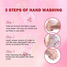 YYTCM Strawberry Scented Portable Soap Sheets 50pcs With Mini Flip-Top Storage Box, Disposable Hand Soap Paper For Travel, Outdoor, Commuting, Gentle And Easy To Rinse - Strawberry - View 6
