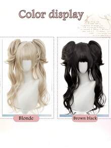 Heat Resistant Brown Black Synthetic High Layer Double Ponytail Lolita Wig Natural Curly Wave Halloween Dress Up Cosplay Wig For Women - Multicolor - View 3