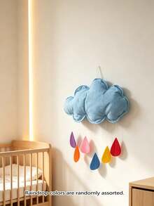 1PC/3pcs Pastel Felt Cloud & Raindrop Wall Decor - Kids Room Cute Weather Theme Decoration,Room Decor,Baby Stuff,Home Decor,Kids Room Decor - Multicolor - View 8