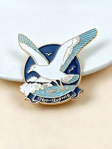 Blue Ocean Bird Brooch – Flying Seagull Wave Enamel Pin For Bag Jacket Accessories Gift - Multicolor - View 1
