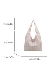 Women's Large Capacity Daily Commute Fashion Solid Color Shoulder Bag - Khaki - View 5