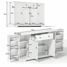 Multifunctional Kitchen Sideboard – 138 Cm Cabinet With Drawer, Shelf Doors & Adjustable Shelves – Modern Design With Tip-Over Protection, Ideal For Kitchen, Living Room & Bedroom - White - View 3
