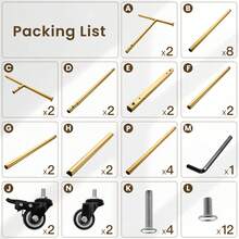 EDIMENS Sturdy Clothes Rack With Shelf, Freestanding Metal Garment Rail, Double-Bar For Space-Saving Storage Of Clothing, Shoes, Hats, And Accessories - Emas - View 9