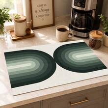 1pc Modern Minimalist Geometric Pattern Diatomaceous Earth Kitchen Drain Mat, Fast-Absorbing Quick-Dry Non-Slip Coffee Machine Mat And Dish Drying Mat, Suitable For Kitchen Countertop And Home Decor - Multicolor - View 2