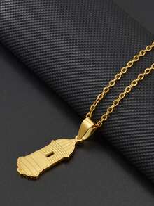 Stainless Steel Puerto Rico Series Pendant Necklace, Map/Fortress/Flag/Hibiscus Flower Charm Chain Necklace, Daily Jewelry Gift For Men Women - Necklace - View 6