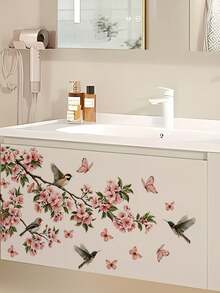 mama look 1pc, Floral & Bird Wall Sticker, Petal Butterfly Decoration, PVC Self-Adhesive Removable, Suitable For Bedroom, Living Room, Study, Dining Room, Bathroom, Home Wall Decoration, Room Decor Etc. - Multiple Styles - View 5