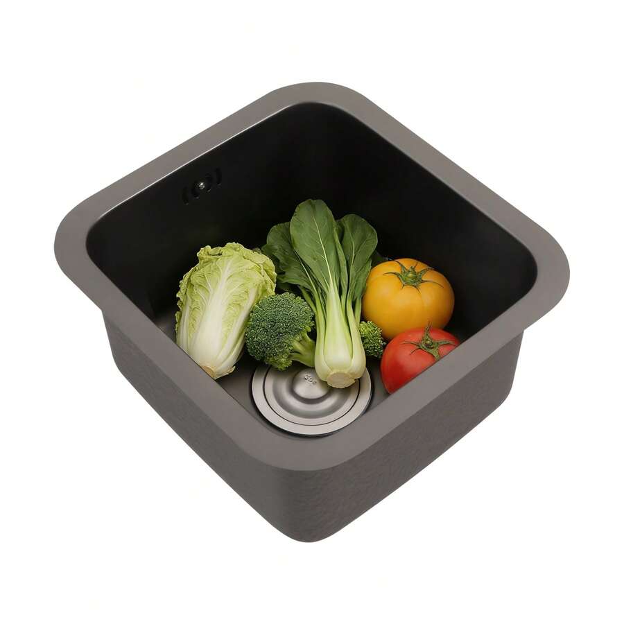 YUNRUX Kitchen Sink With Faucet, Modern Sink, Single-Bowl Sink - 黑色 - 查看 1