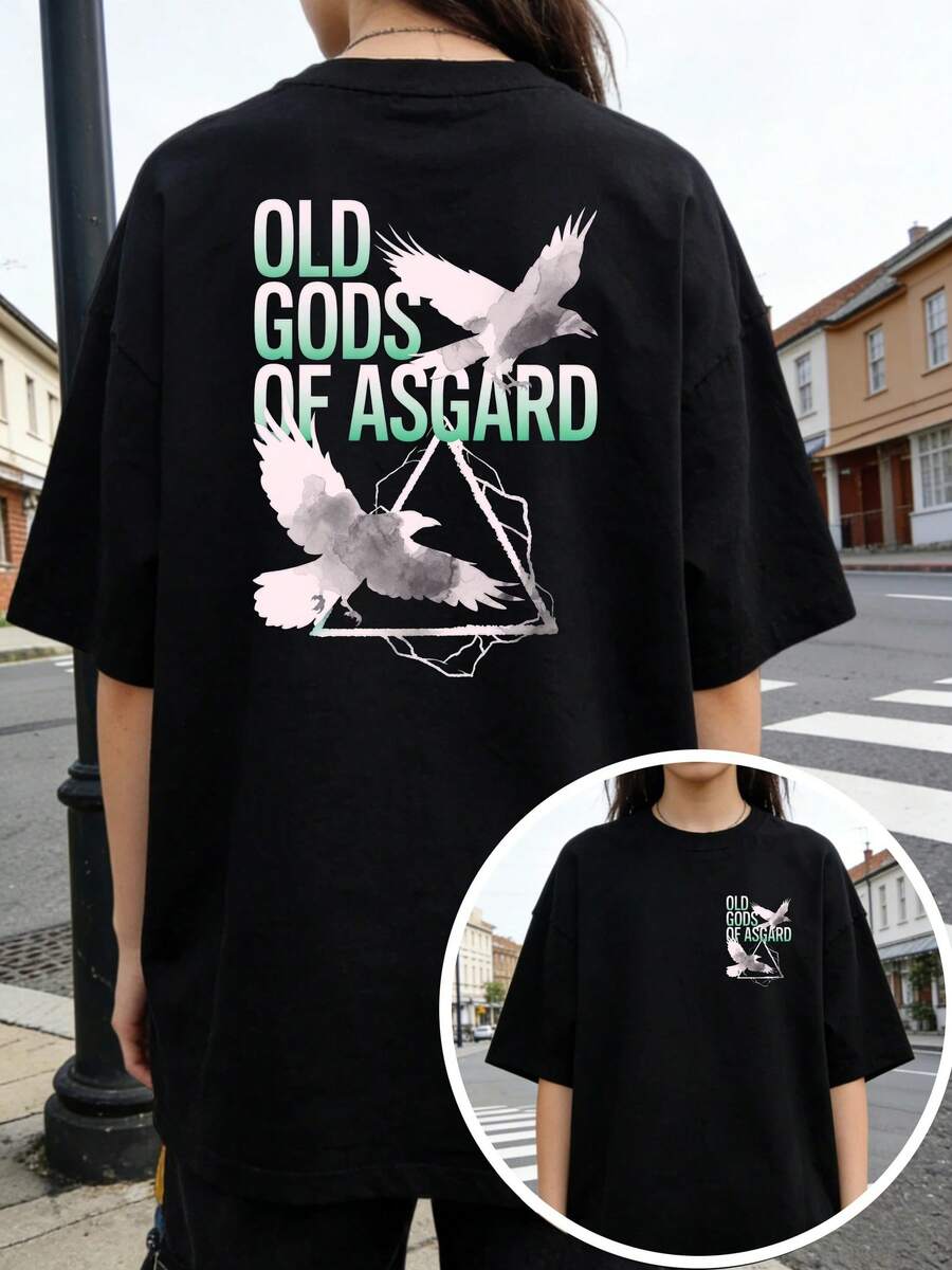 Men's Cotton T-Shirt With Graphic Print, Short Sleeve, Crew Neck, Casual Summer Style Ready Stock Local Warehouse - Black - View 1