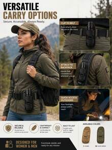 1pc Tactical Flashlight Pouch With Rotatable Flashlight Holder, Equipped With Belt Clip And 360 Degree Mounting Engineering Fastener - Multicolor - View 11