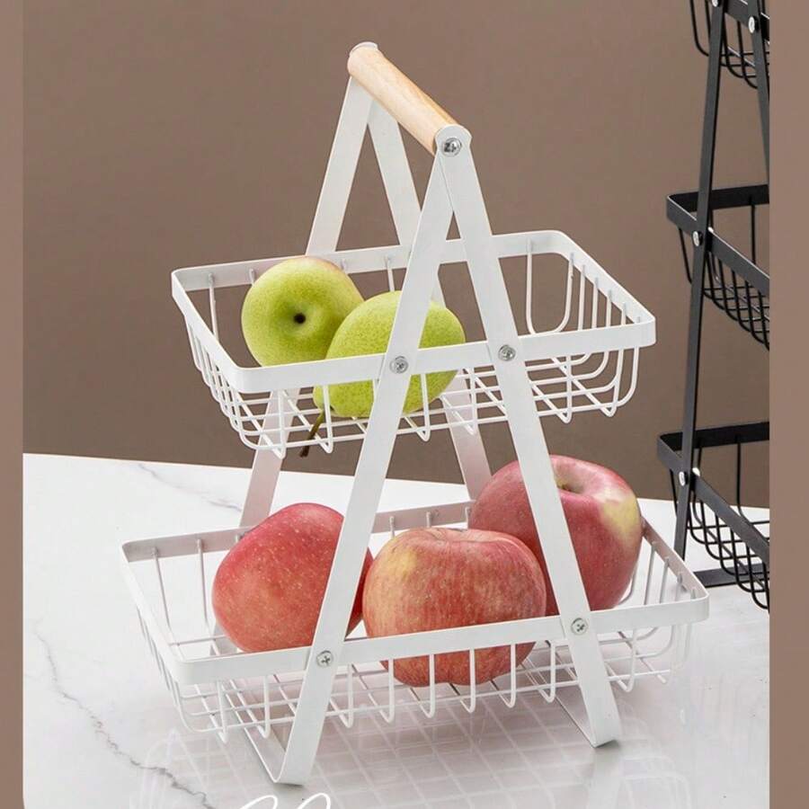 Detachable Stainless Steel Fruit Basket Kitchen Living Room Desktop Storage Rack Bread Basket Portable Fruit Bowl - White - View 1