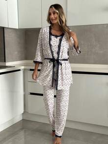 ❤️ 3-Piece Women's Lace-Trimmed Pajama Set – - White - View 3
