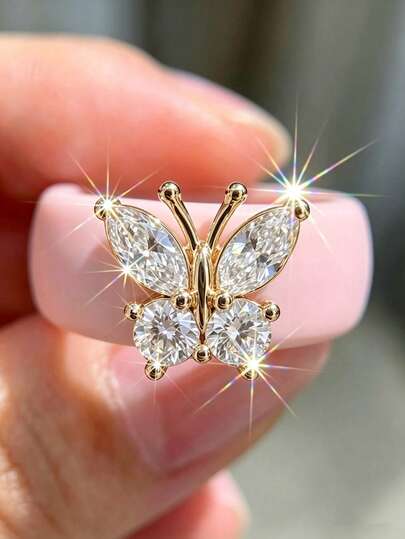 1 Pieza Conjunto de Anillo de Silicona con Mariposa y Circonita, Adecuado Tanto para Hombres como para Mujeres, Perfecto para Regalar a Parejas, Familia y Amigos en el Día de San Valentín