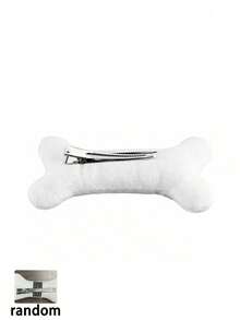 1/2pcs Skull Hair Clips - White Plush Dog Bone Shaped Alligator Clips, Suitable For Cosplay Parties And Halloween Hairstyles - Multicolor - View 9